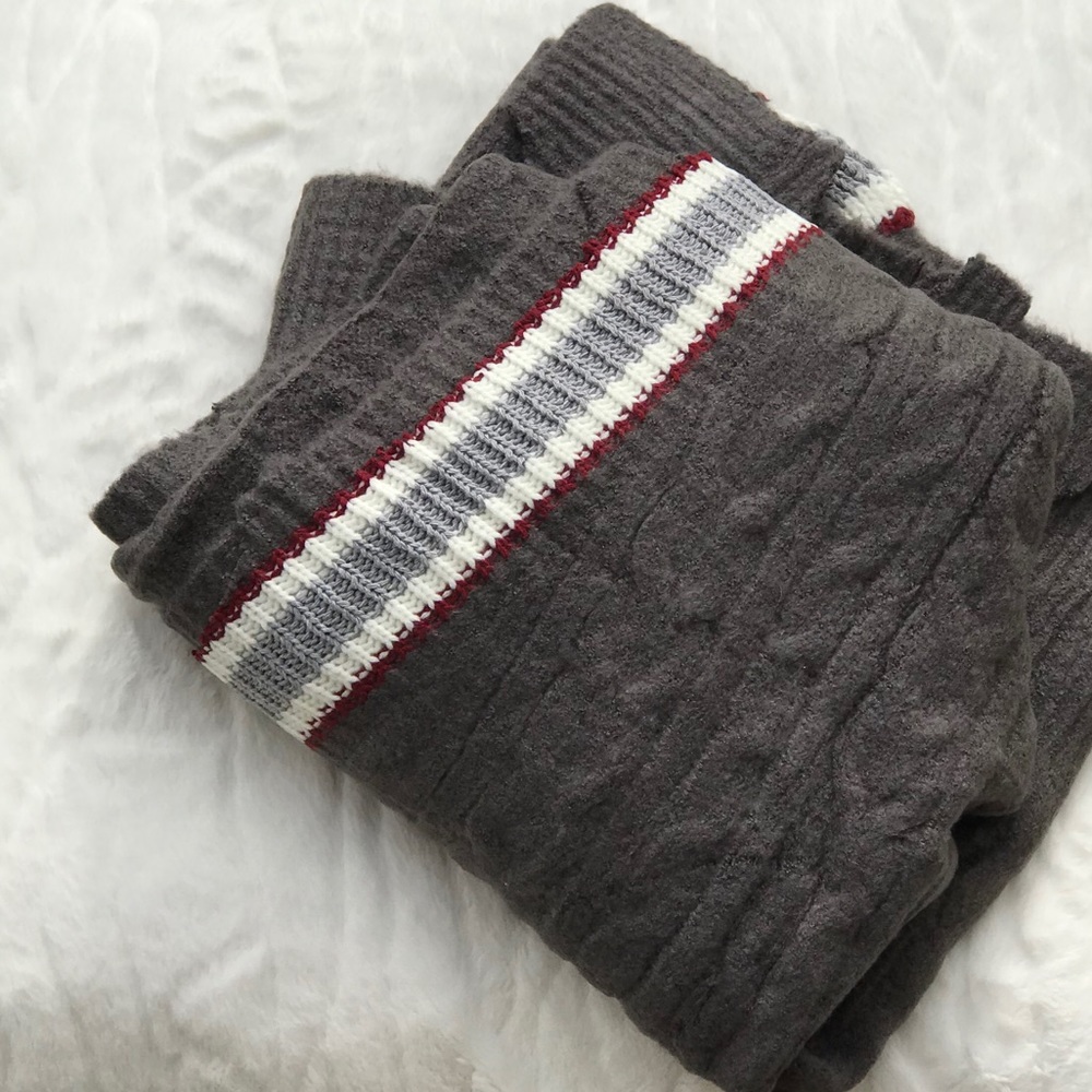 Charcoal Distressed Varsity Soft cozy Cardigan - Picture 3 of 6